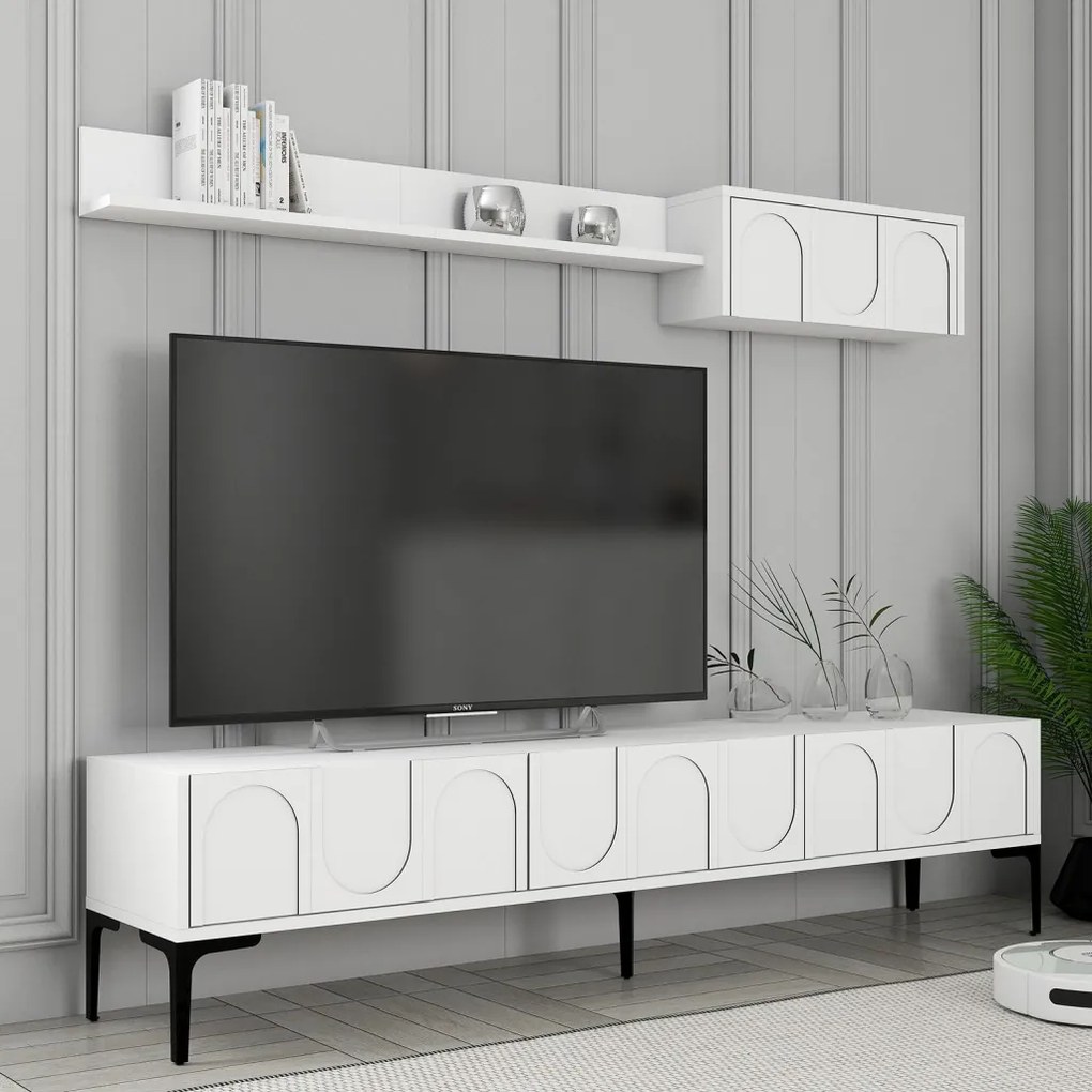 Lyon TV-állvány, fehér-fekete, 180 cm – TR845HCT5583