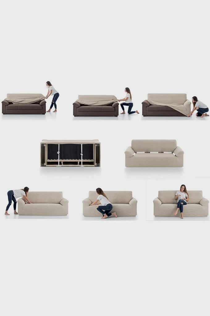 Milos háromszemélyes kanapéhuzat, krémszínű krém