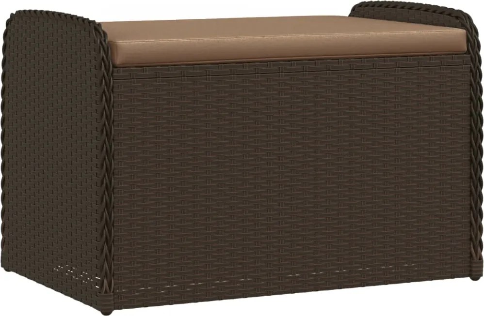 vidaXL barna polyrattan tárolópad párnával 80 x 51 x 52 cm