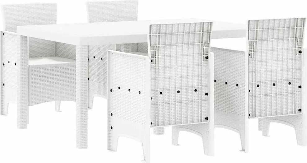 vidaXL Kert étkező szett 5 pcs Fehér Polt rattan