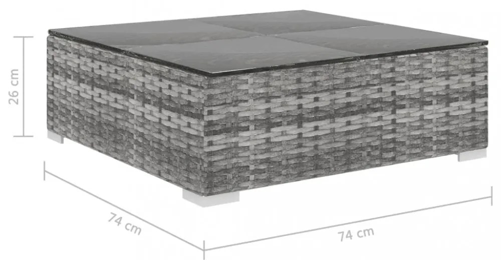 6 részes szürke polyrattan kertibútor-garnitúra párnákkal