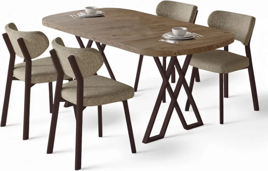 Axton étkezőgarnitúra, atlanti fenyő-cappuccino, 168 cm – TR240CHR2710