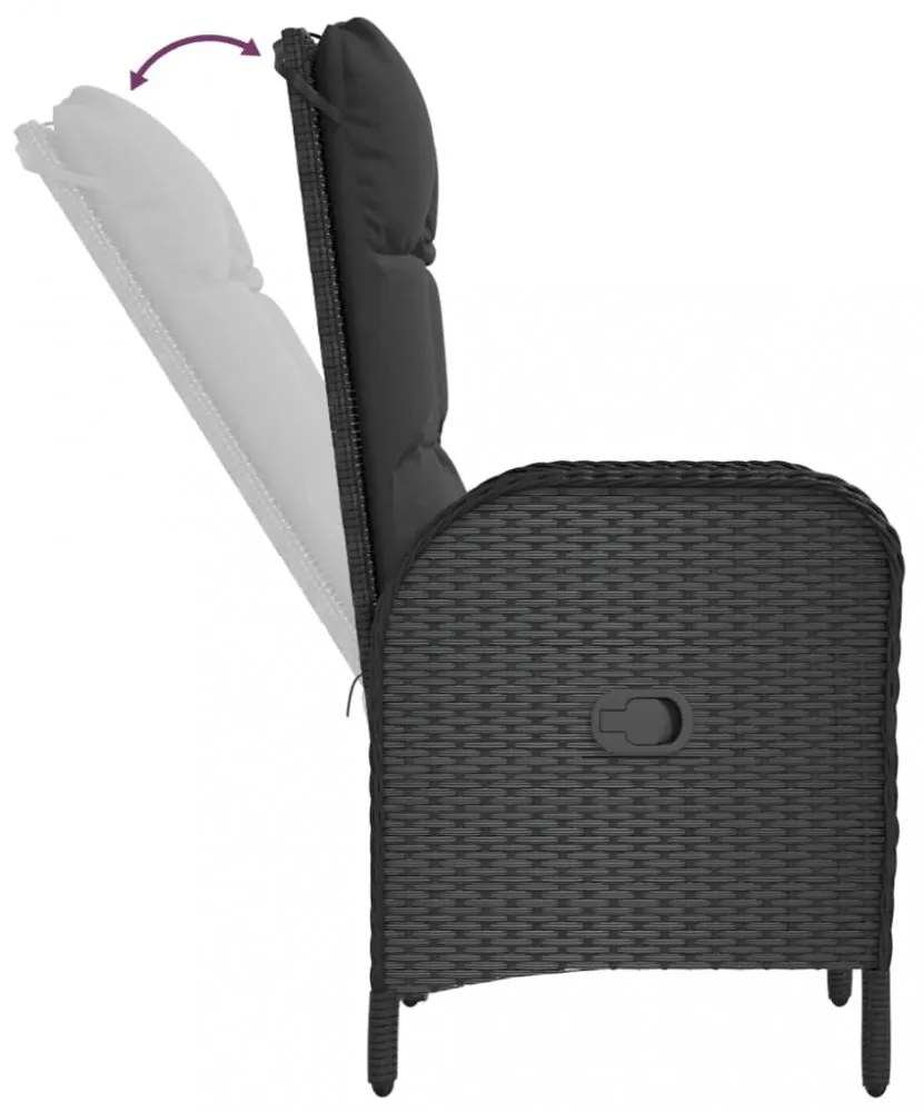 2 db fekete polyrattan kültéri szék