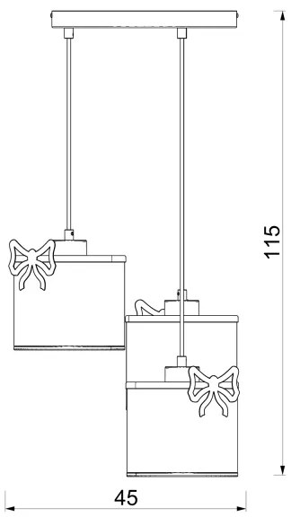 Gyerek csillár zsinóron SWEET 3xE27/15W/230V fehér/rózsaszín/pillangó