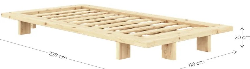 Natúr színű borovi fenyő egyszemélyes ágy ágyráccsal 90x200 cm Japan – Karup Design