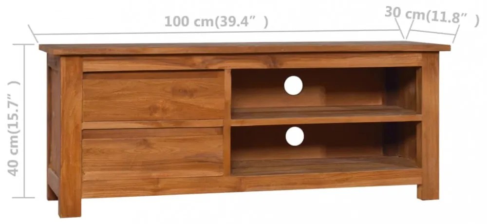 tömör tíkfa TV-szekrény 100 x 30 x 40 cm