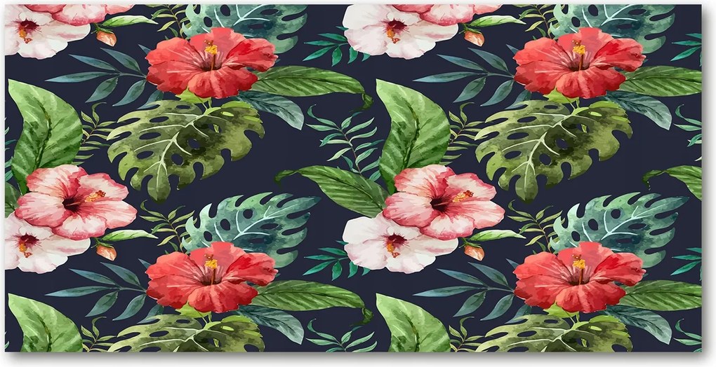 Konyhai panel Trópusi virágok 100x50 cm Ragasztó