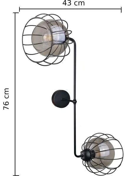 Fali lámpa SOLO BLACK 2xE27/60W/230V