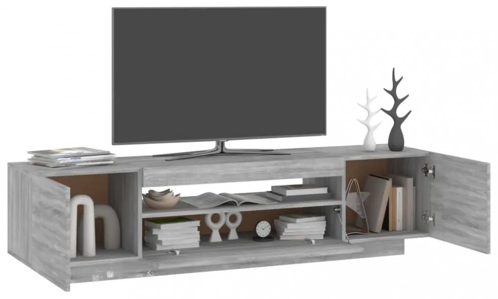 szürke sonoma színű TV-szekrény LED-lámpákkal 160x35x40 cm