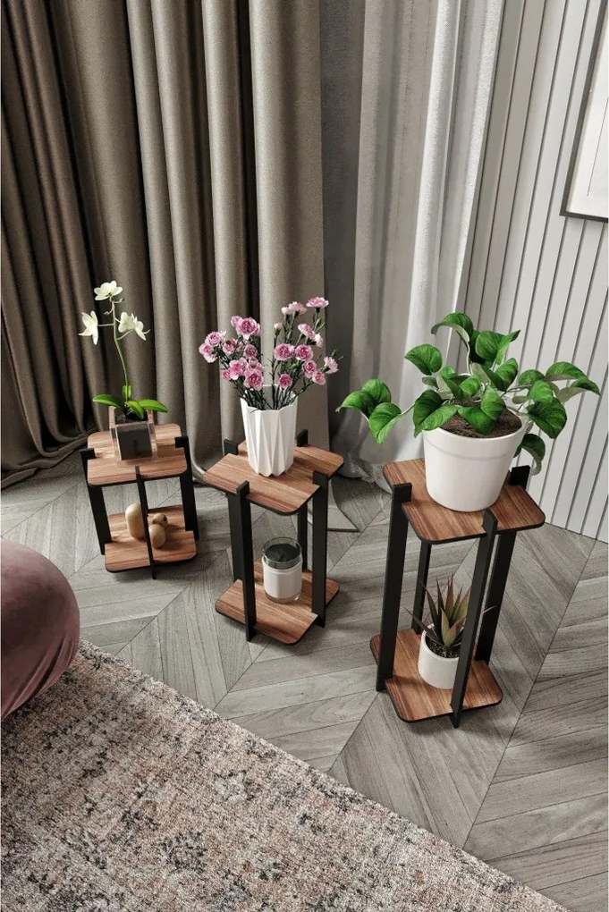 Virágállvány 3-dbos szett, szögletes