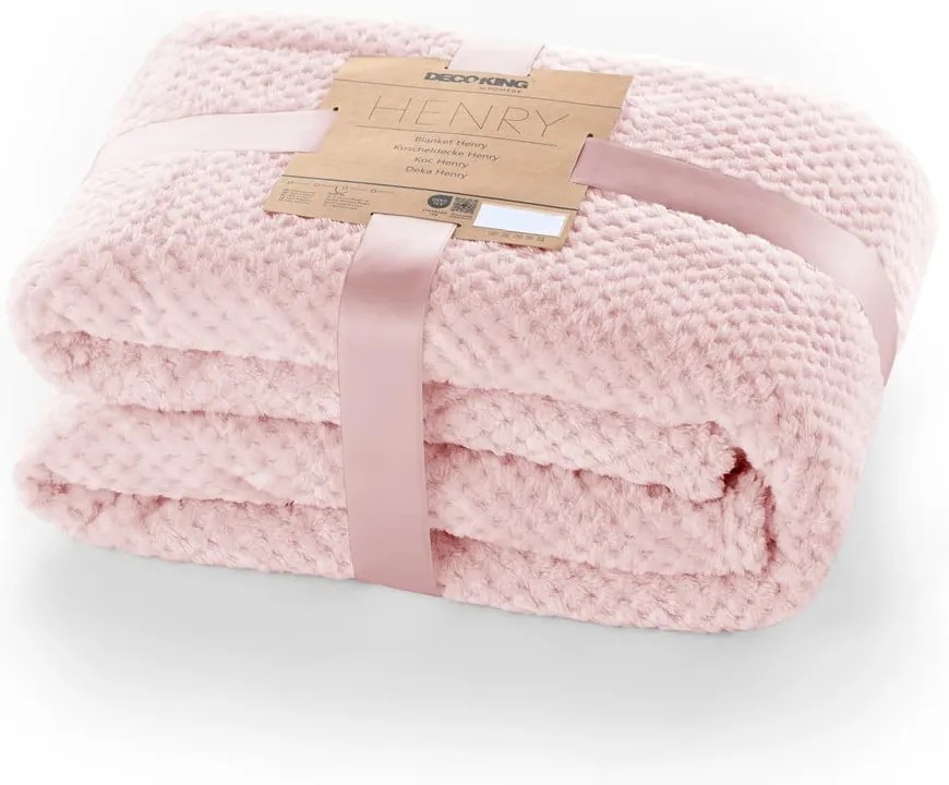 Henry púderrózsaszín mikroszálas takaró, 220 x 240 cm - DecoKing