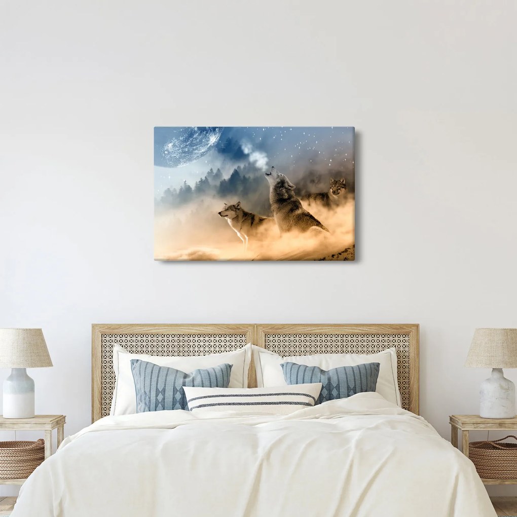 Farkasok üvöltése a holdra képe (90x60 cm)