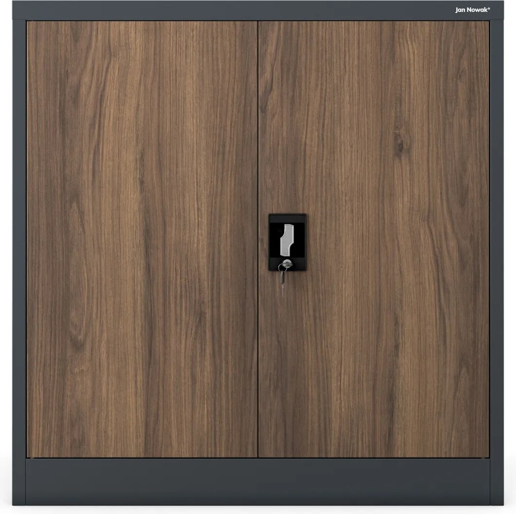 Alacsony személyi aktaszekrény, antracit/dió, 900x930x400 mm: BEATA Eco Design