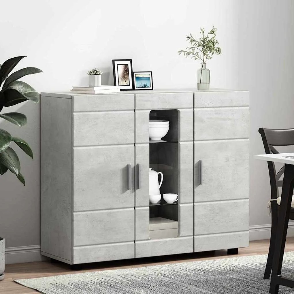 Széf polcokkal ajtóval Beton szürke 55.5 x 29 x 100 cm Faanyag