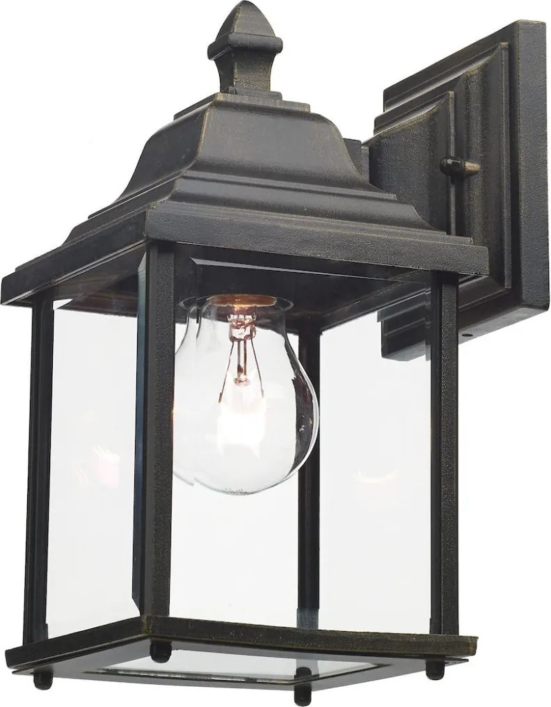 DAR LIGHTING DOY1635 DOYLE Klasszikus Kültéri Fali Lámpa Fekete Arany, Átlátszó E27 IP44