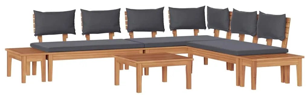 Kert Pad Készlet párnával tárolóval 3 pcs Barna és Szürke