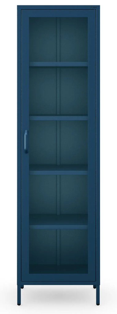 Vitrin üveg szűk lábakon nappaliba sötétkék, 500x1800x350 mm: LUIGI Modern