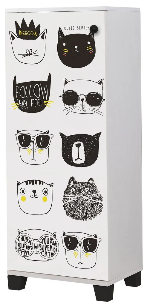 Cipősszekrény Feliz Cats (fehér + fekete). Akció -22%. 1063301