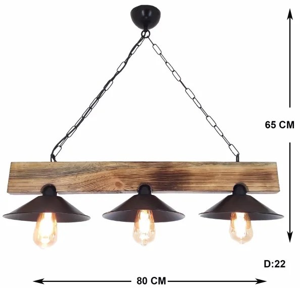HEPSI kábeles függeszték 3xE27/40W/230V lucfenyő/dió