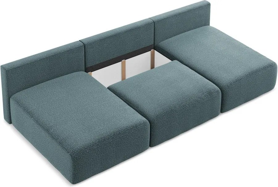 Türkiz kinyitható-tárolóhelyes sarokkanapé Kalena – Makamii