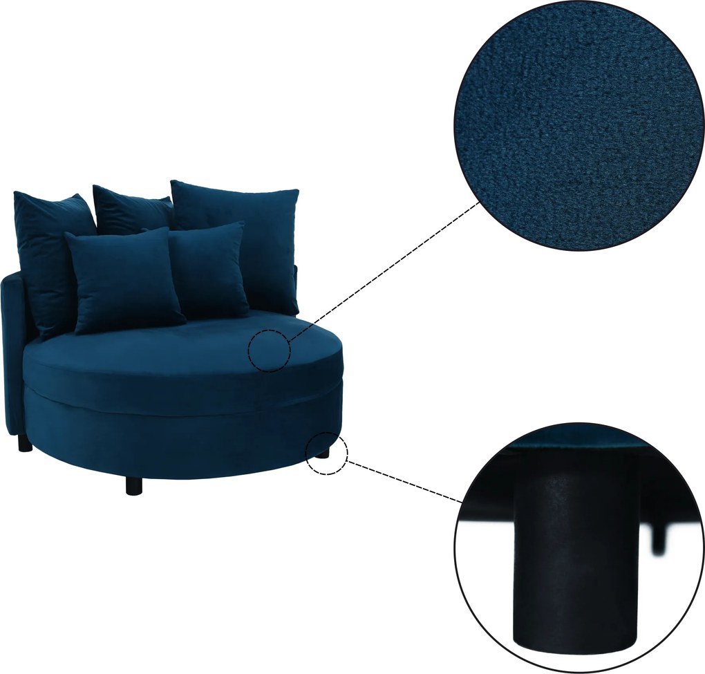 Kerek fotel, Velvet szövet kék, SALOTO