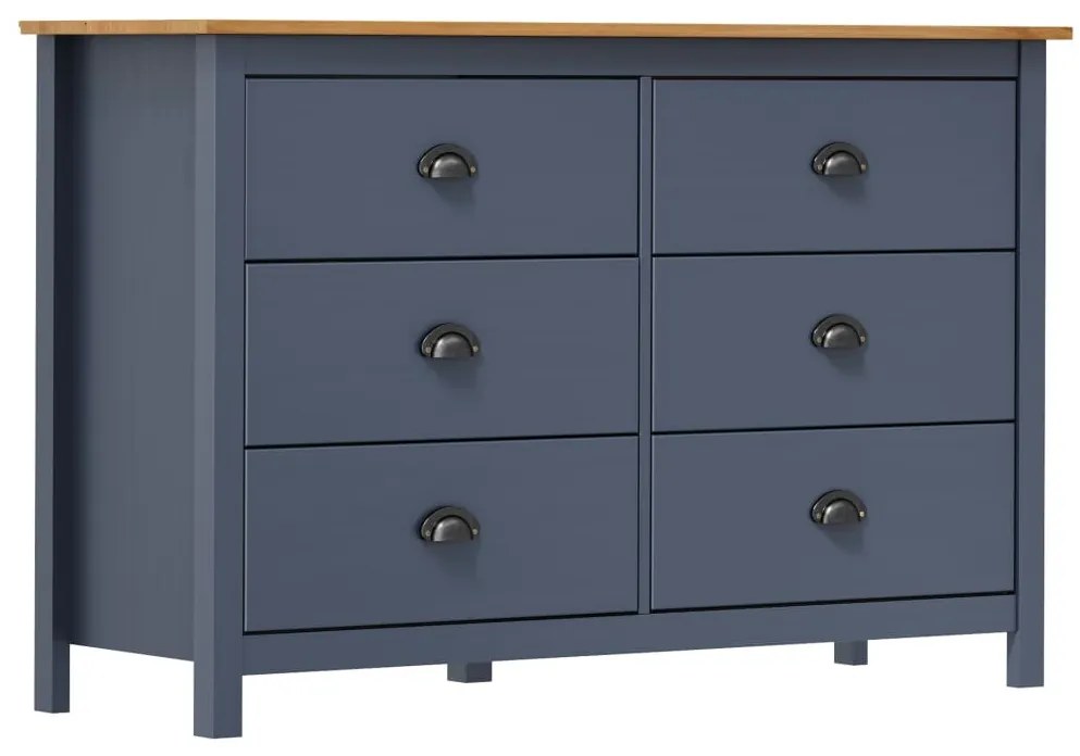 Hill range szürke tömör fenyőfa komód 125 x 40 x 80 cm