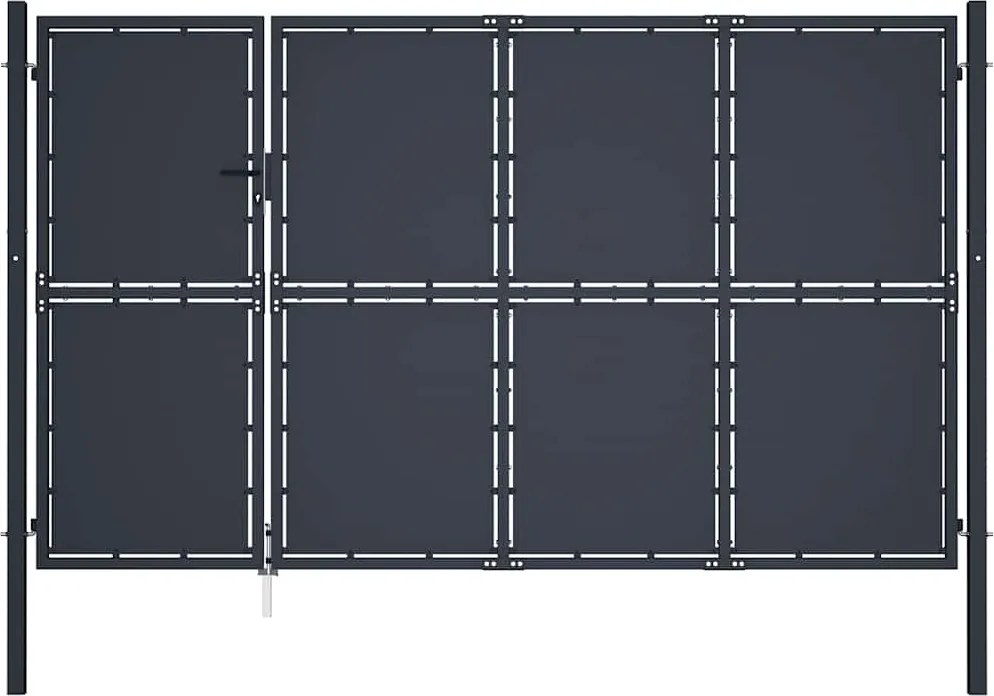 vidaXL antracit színű acél kerti kapu 350 x 200 cm