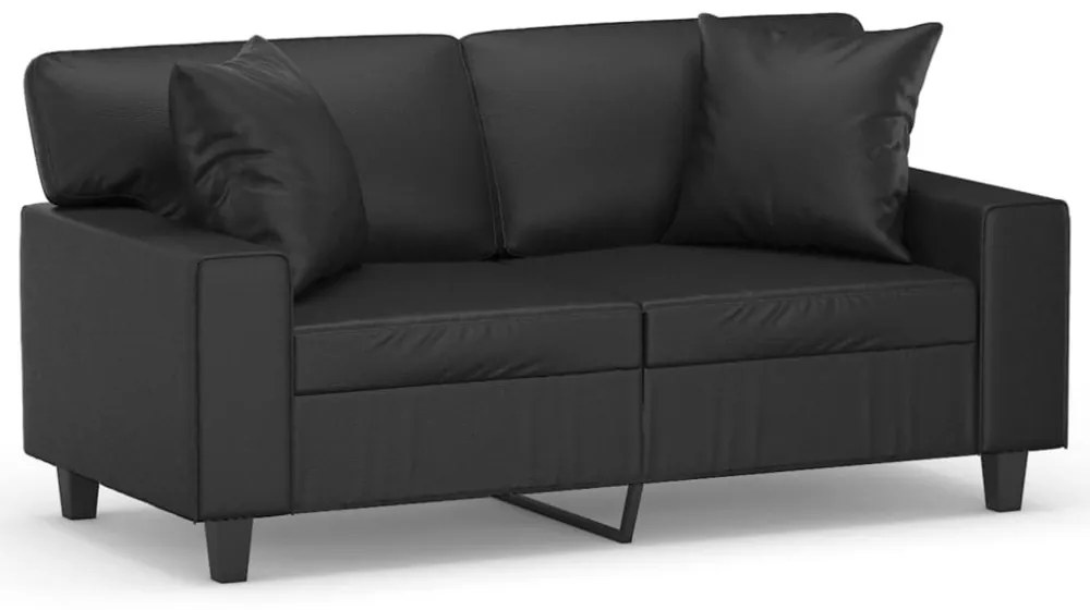 vidaXL 2 személyes fekete műbőr kanapé díszpárnákkal 120 cm