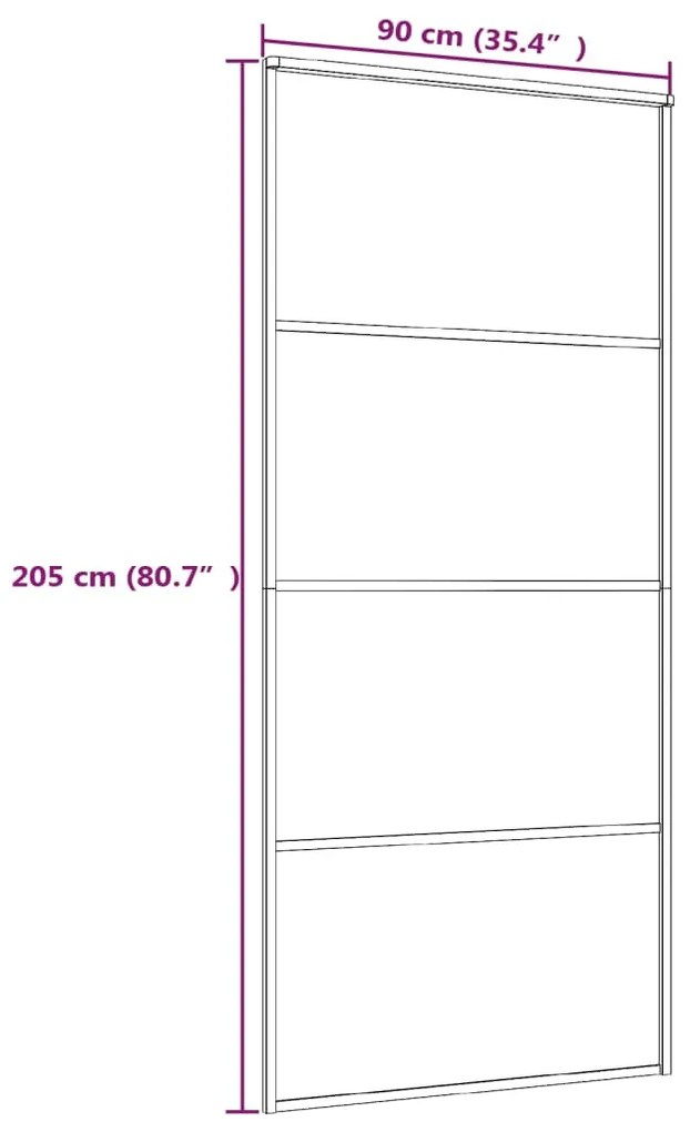 Fehér ESG üveg és alumínium tolóajtó 90x205 cm