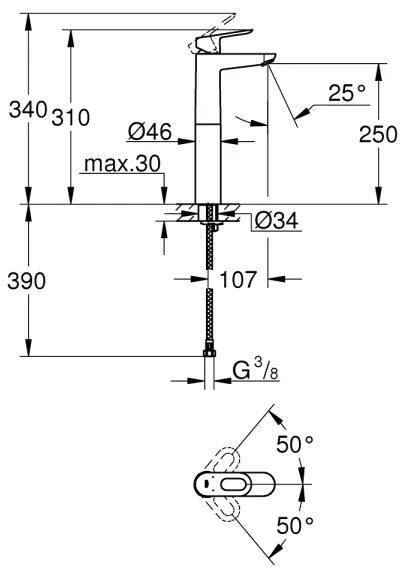 GROHE 23764000 - BAULOOP DN 15 mosdócsaptelep fényes króm