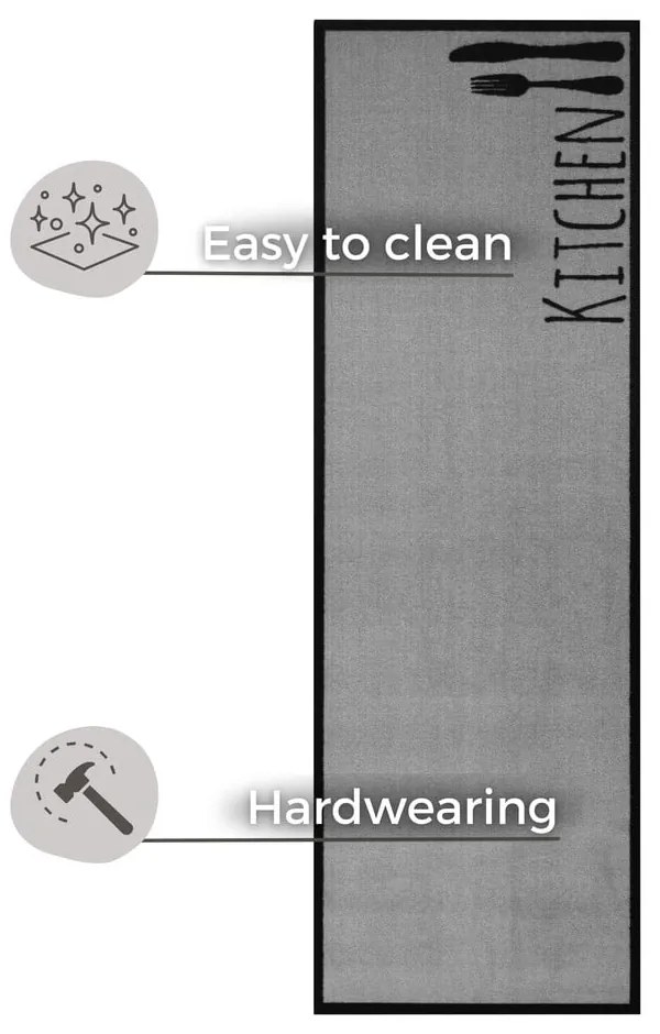 Cook &amp; Clean Kitchen Cutlery szürke futószőnyeg, 50 x 150 cm - Zala Living
