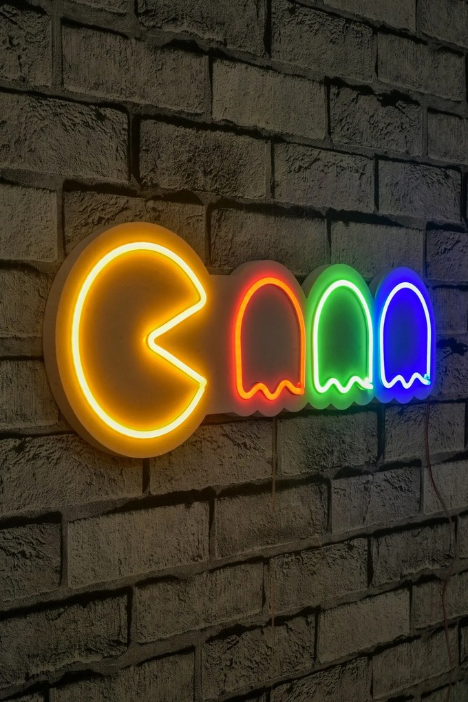 Műanyag LED-es fali dekoráció, Pacman - Multicolor