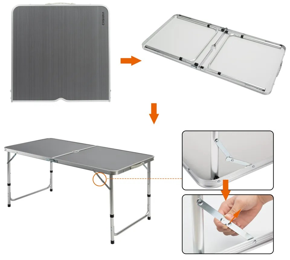 Casaria® Összecsukható kempingasztal - szürke