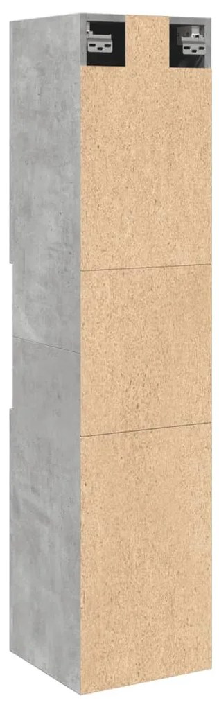 betonszürke szerelt fa függő fürdőszobaszekrény 30x30x130 cm