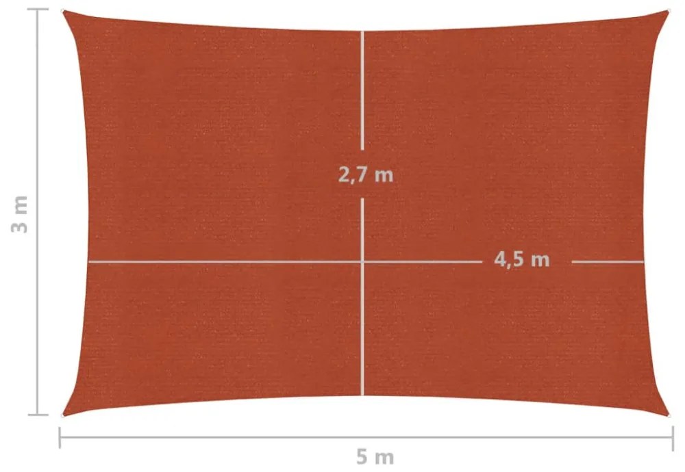 terrakotta HDPE napvitorla 160 g/m² 3 x 5 m