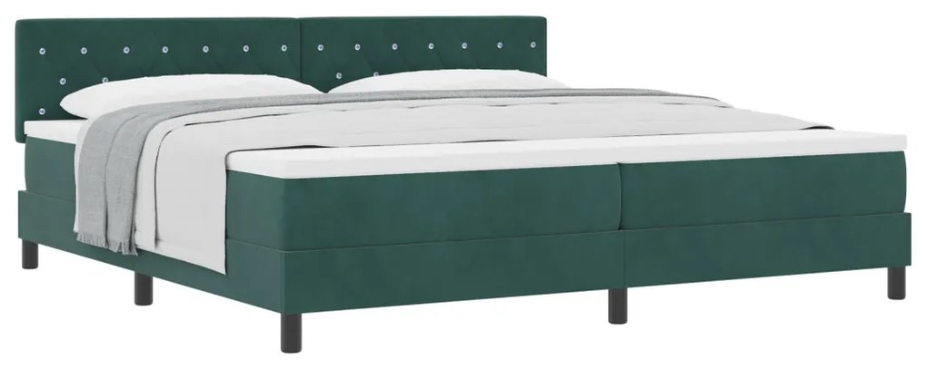 Boxspring Ágy Matrac Közepes Zöld 200x200 cm Velúr