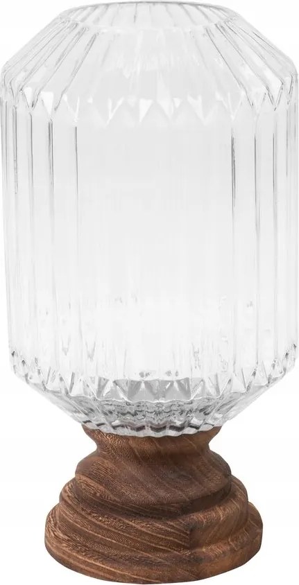 Dekorációs gyertyatartó GRACE1 17x34 Eurofirany fehér barna üveg fa