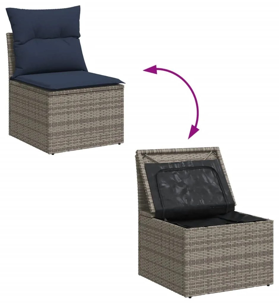 9 részes szürke polyrattan kerti ülőgarnitúra párnával