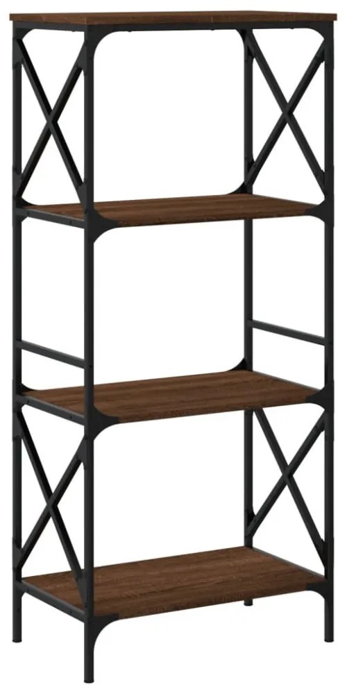 4 szintes barna tölgy színű szerelt fa könyvespolc 59x35x132 cm