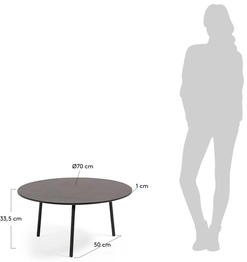 Ulrich fekete dohányzóasztal, ⌀ 70 cm - Kave Home