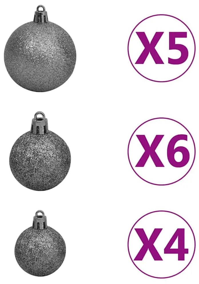 Műfenyő előre világítós karácsonyfa gömbdísz szettel 150 cm