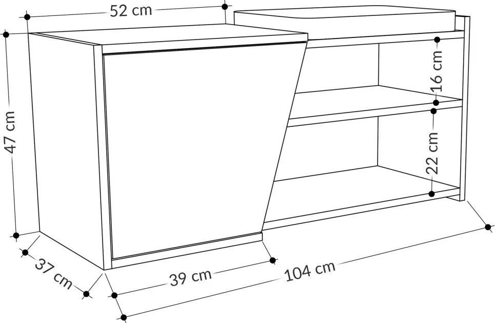 Fiona Bench - Anthracite, White