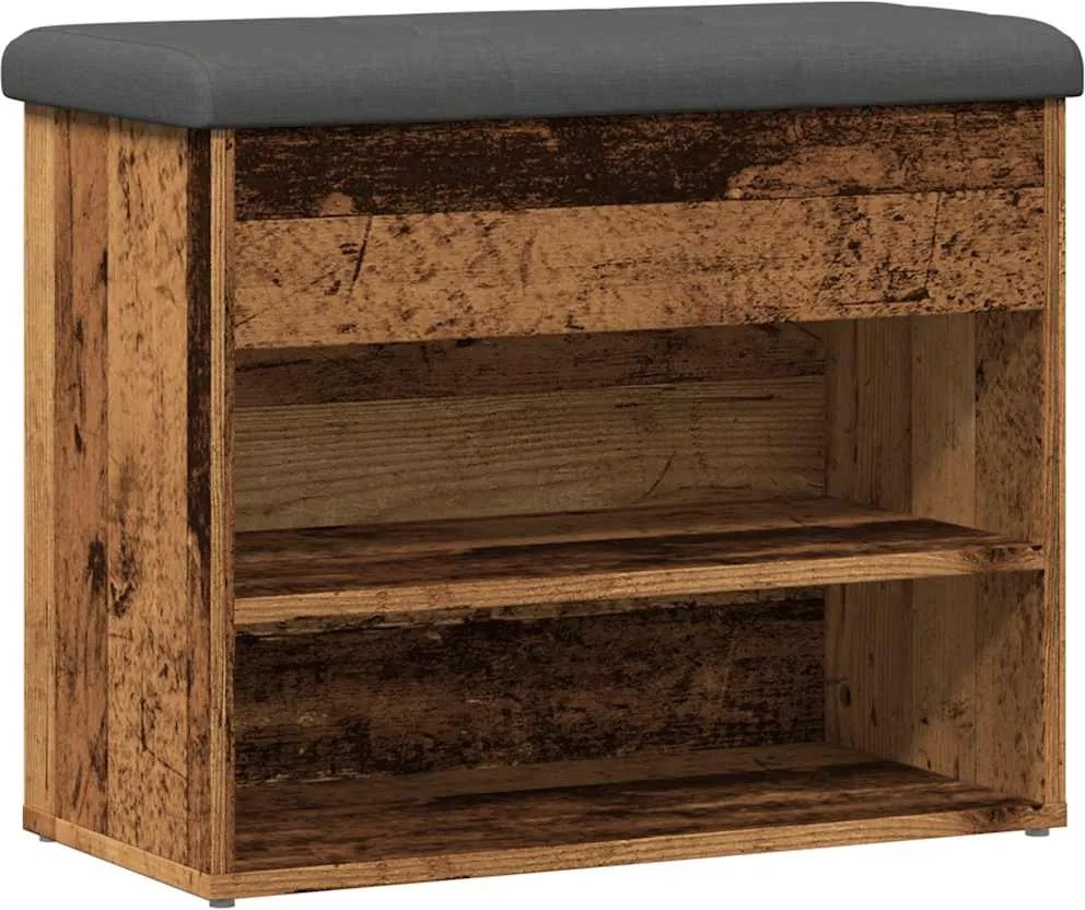 vidaXL antik fa szerelt fa cipőtároló pad 62x32x50 cm