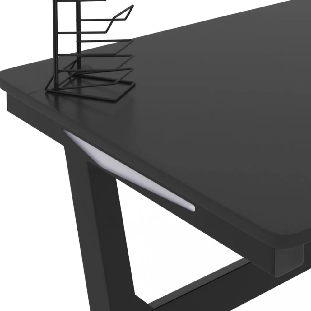 fekete Z-lábú LED-es gamer asztal 110 x 60 x 75 cm