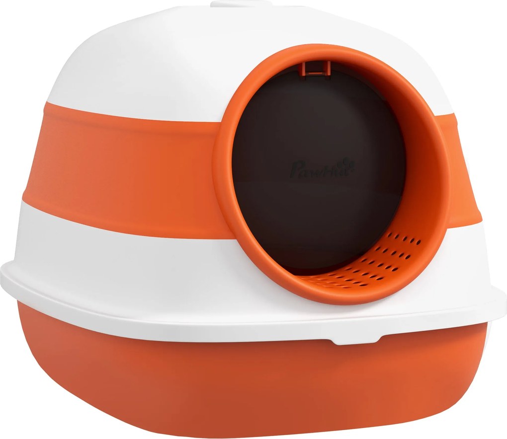 PawHut Macska WC Fedéllel, Összecsukható Kapucnis Macska WC Amivel Ellátva, Izzadságmentes Padló Rács Macska WC Macskák részére, Akik legfeljebb 5 kg-