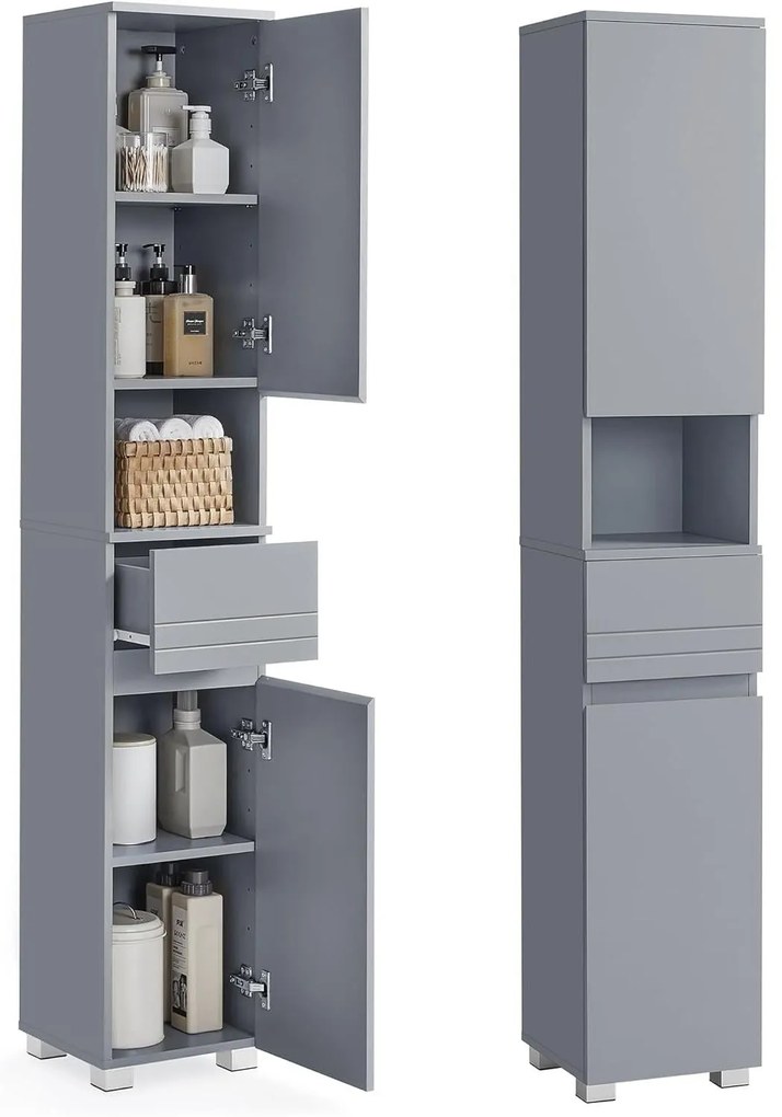 Magas fürdőszobai szekrény 30×30×170 cm, misztikus szürke színben