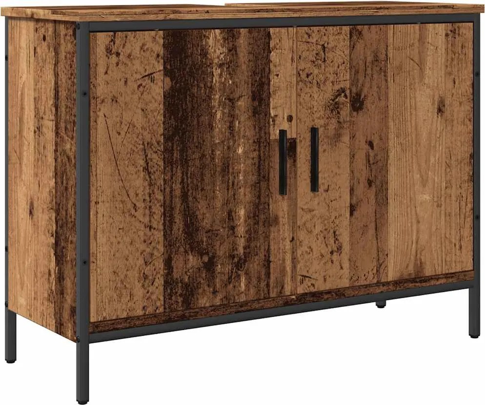 vidaXL antik fa színű mosdószekrény 80 x 30 x 60 cm