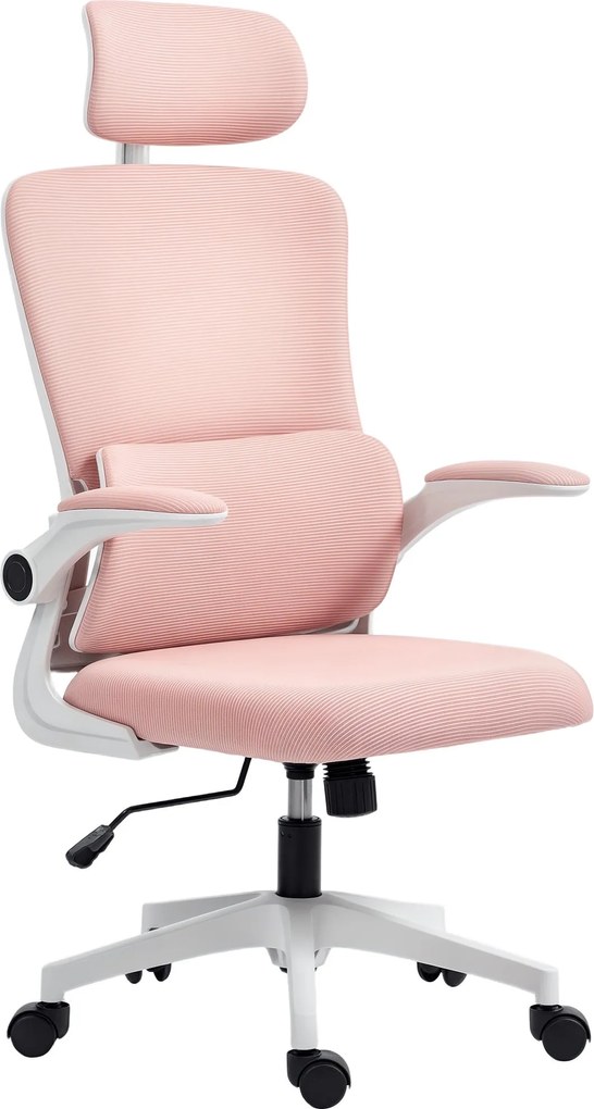 Vinsetto Ergonomikus Irodai Szék Deréktámasz Meghajtással, Felhajtható Kartámaszokkal, Állítható Fejtámlával, Dönthető Forgószék Magas Háttámlával, Ma