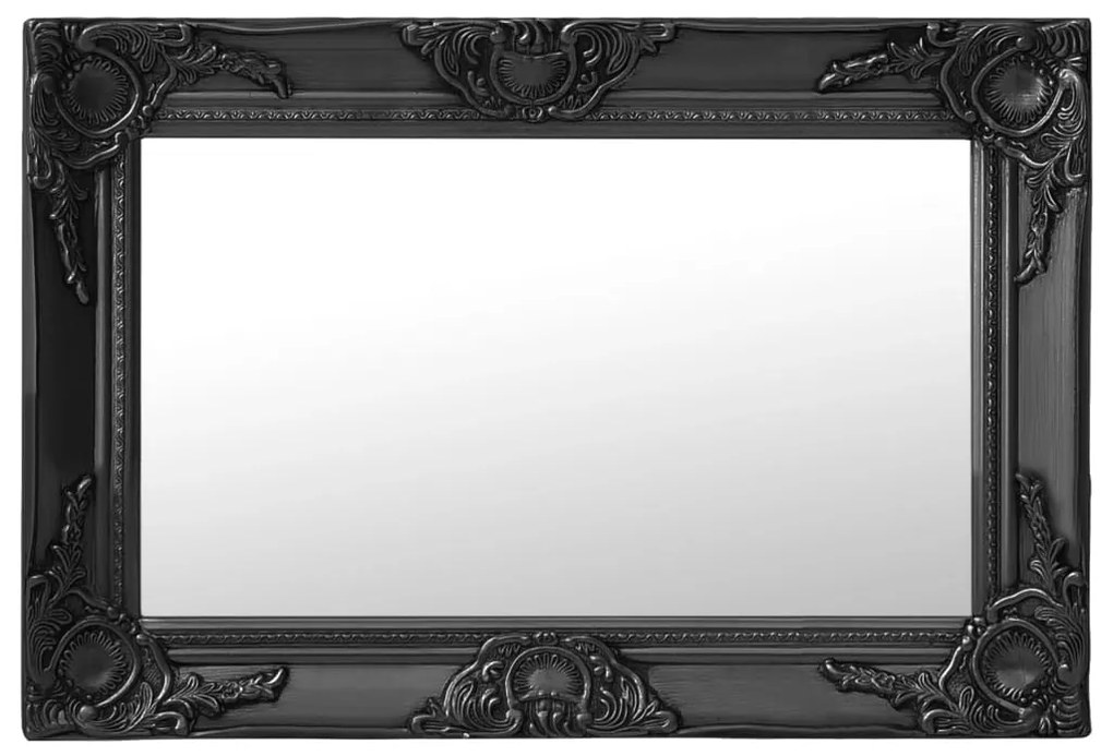 fekete barokk stílusú fali tükör 60 x 40 cm