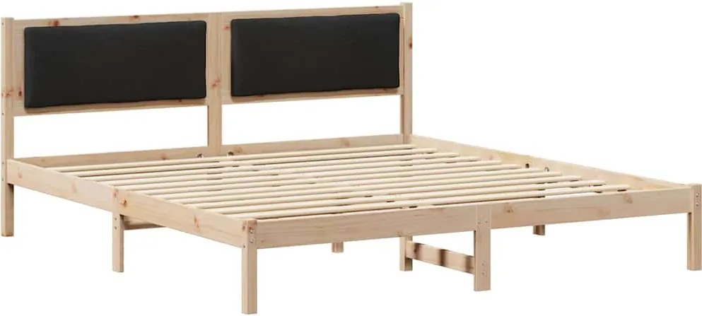 vidaXL Ágykeret fejtámlával Fekete 200 x 200 cm Tömör fenyőfa